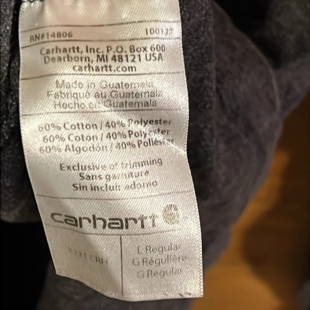 Carhartt Men’s Long Sleeve Working Men's T-Shirt Lg- Dark‎ Grey regular fit work
